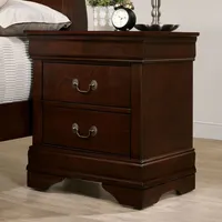 Simplie Fun 1 Piece Nightstand Cherry Finish Louis Philippe Solid Wood English Dovetail Construction Nickel