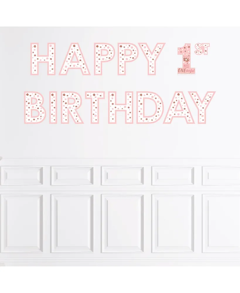 1st Birthday Little Miss Onederful Large Banner Wall Decals Happy Birthday
