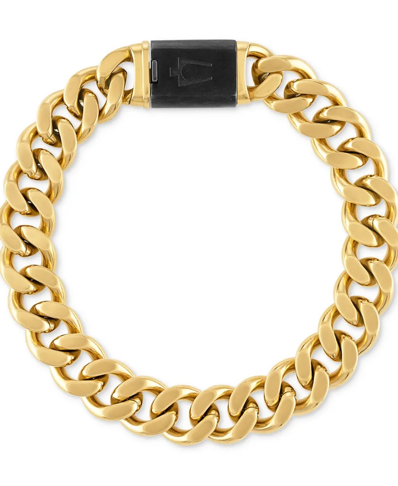 Bulova Men's Classic Curb Chain Bracelet Gold-Plated Stainless Steel