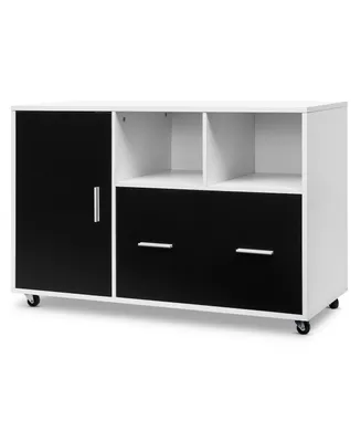 Costway Lateral File Cabinet Mobile Storage Shelves Printer Stand