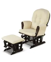 Costway Glider and Ottoman Cushion Set Wood Baby Nursery Rocking Chair