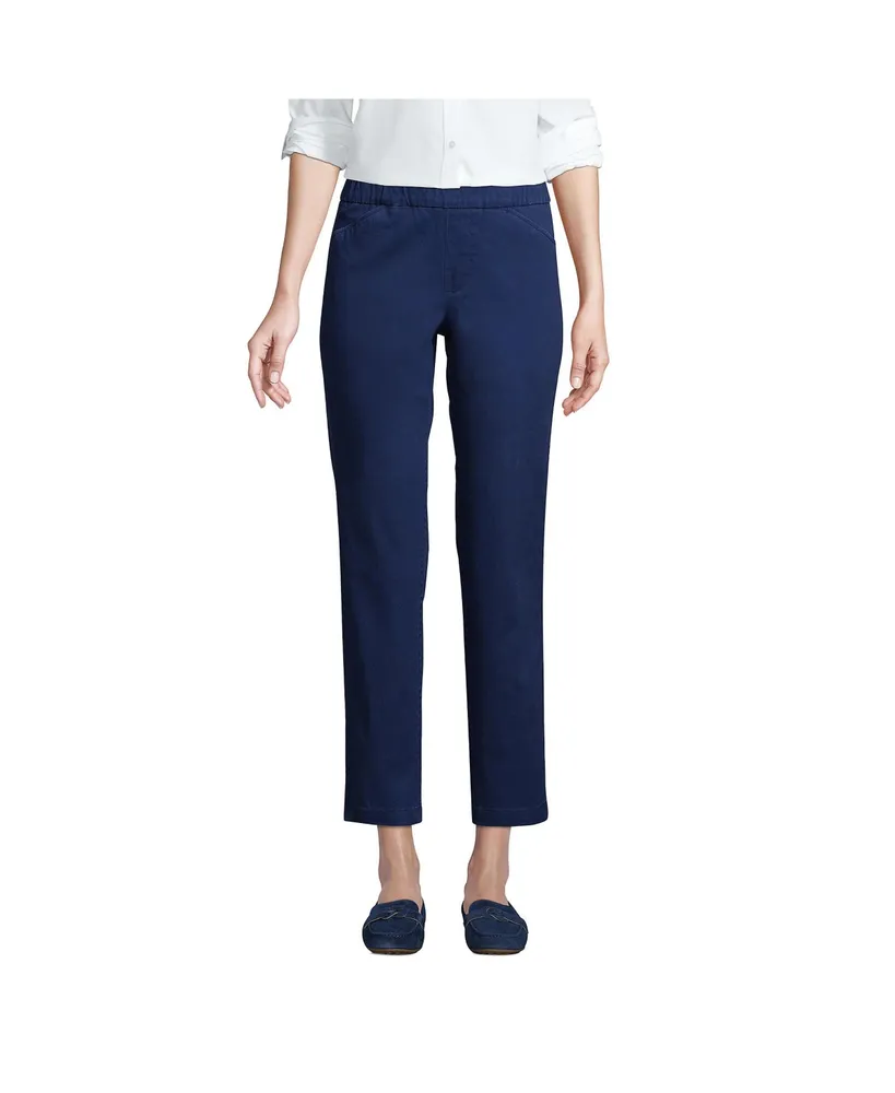 Lands' End Petite Mid Rise Pull On Chino Crop Pants