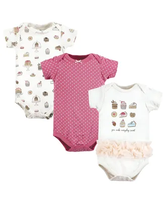 Hudson Baby Baby Girls Cotton Bodysuits, Sweet Bakery, 3-Pack