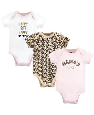 Hudson Baby Baby Girls Cotton Bodysuits, Leopard Mamas Mini, 3-Pack