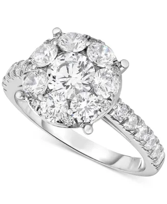 Diamond Halo Cluster Engagement Ring (2 ct. t.w.) in 14k White Gold