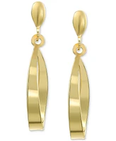 Polished Open Teardrop Drop Earrings in 10k Gold