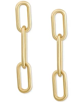 Oval Triple Link Chain Drop Earrings in 10k Gold