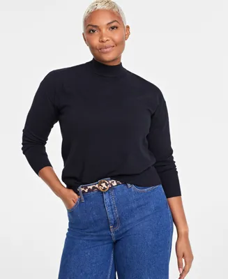 On 34th Women's Mock Neck Jersey Sweater, Created for Macy's