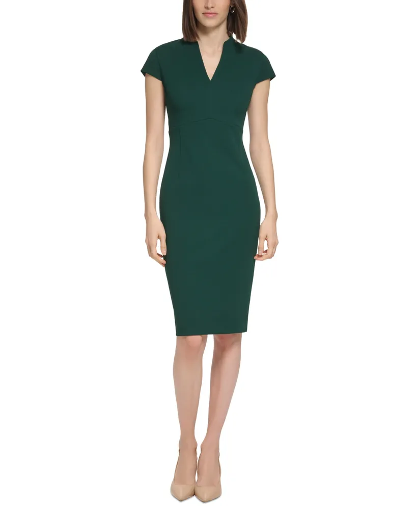 Calvin Klein Women's V-Neck Cap Sleeve Sheath Dress