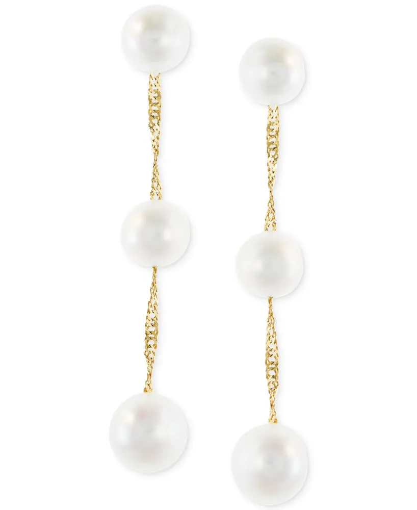 Effy Cultured Freshwater Pearl Triple Drop Earrings 14k Yellow, White or Rose Gold (5mm)