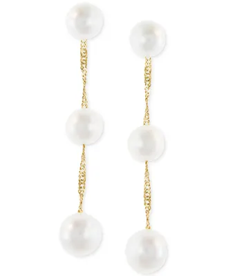 Effy Cultured Freshwater Pearl Triple Drop Earrings 14k Yellow, White or Rose Gold (5mm)