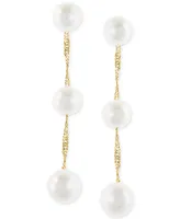 Effy Cultured Freshwater Pearl Triple Drop Earrings 14k Yellow, White or Rose Gold (5mm)