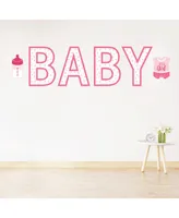 It's a Girl - Peel and Stick Pink Baby Shower Standard Banner Wall Decals - Baby