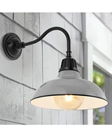 Aurora 12.25" 1-Light Farmhouse Industrial Indoor, Outdoor Iron Led Gooseneck Arm Sconce