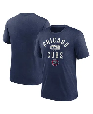 Men's Nike Heather Navy Chicago Cubs 2022 Field of Dreams Lockup Tri-Blend T-shirt