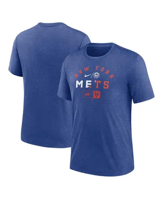 Men's Nike Heather Royal New York Mets Rewind Review Slash Tri-Blend T-shirt
