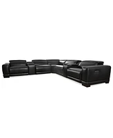 Closeout! Krofton 7-Pc. Beyond Leather Fabric Sectional with 3 Power Motion Recliners and 2 Consoles, Created for Macy's