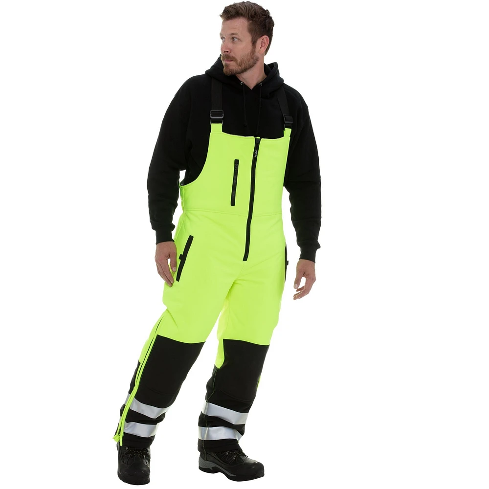 RefrigiWear Men's High Visibility Reflective Insulated Softshell Bib Overall