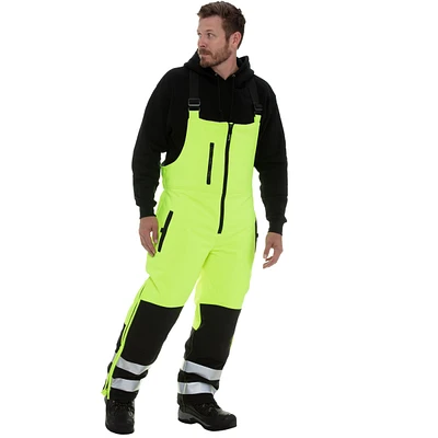 RefrigiWear Men's High Visibility Reflective Insulated Softshell Bib Overall