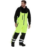 RefrigiWear Men's High Visibility Reflective Insulated Softshell Bib Overall