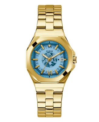Guess Women's Date Quartz Gold-Tone Stainless Steel Watch 34mm - Gold