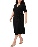 Msk Plus Size Collared Wrap Dress