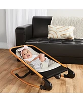 Dream On me Baby Rock with 2-in-1 Rocker and Stationary Seat | Compact Portable Removable Toys Bar & Hanging