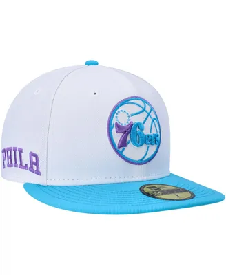Men's New Era White Philadelphia 76ers Vice Blue Side Patch 59FIFTY Fitted Hat