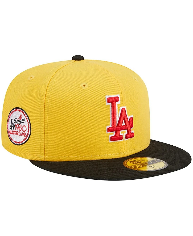 Men's New Era Yellow, Black Los Angeles Dodgers Grilled 59FIFTY Fitted Hat