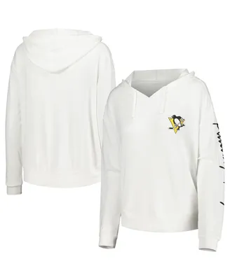Women's Concepts Sport White Pittsburgh Penguins Accord Hacci Long Sleeve Hoodie T-shirt