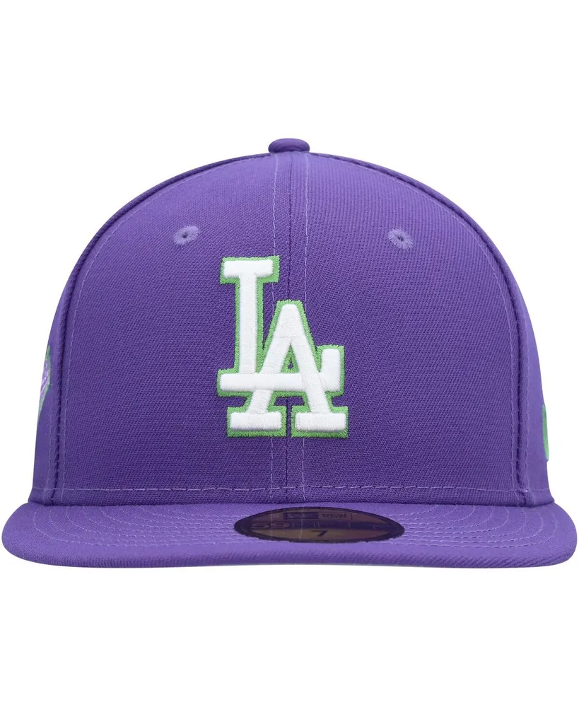 Men's New Era Purple Los Angeles Dodgers Lime Side Patch 59FIFTY Fitted Hat