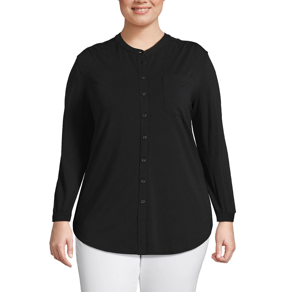 Lands' End Plus Long Sleeve Jersey A-line Tunic