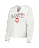 Women's Concepts Sport White Ohio State Buckeyes Sunray Notch Neck Long Sleeve T-shirt and Shorts Set