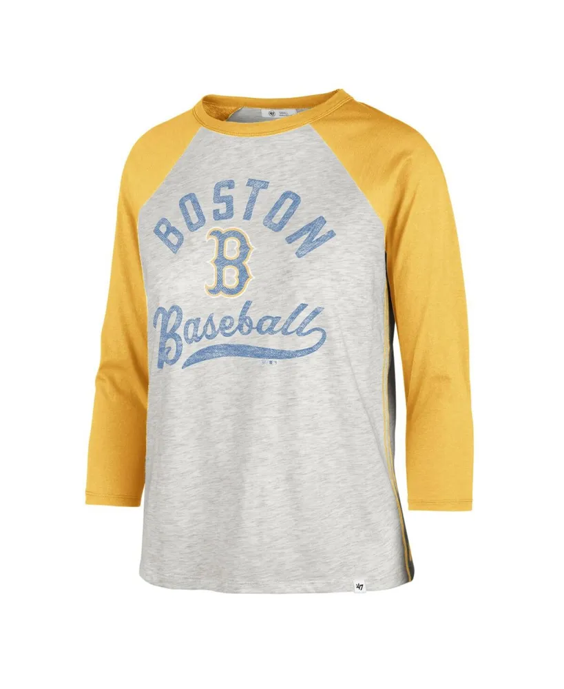 Women's '47 Brand Gray Boston Red Sox City Connect Retro Daze Ava Raglan 3/4-Sleeve T-shirt