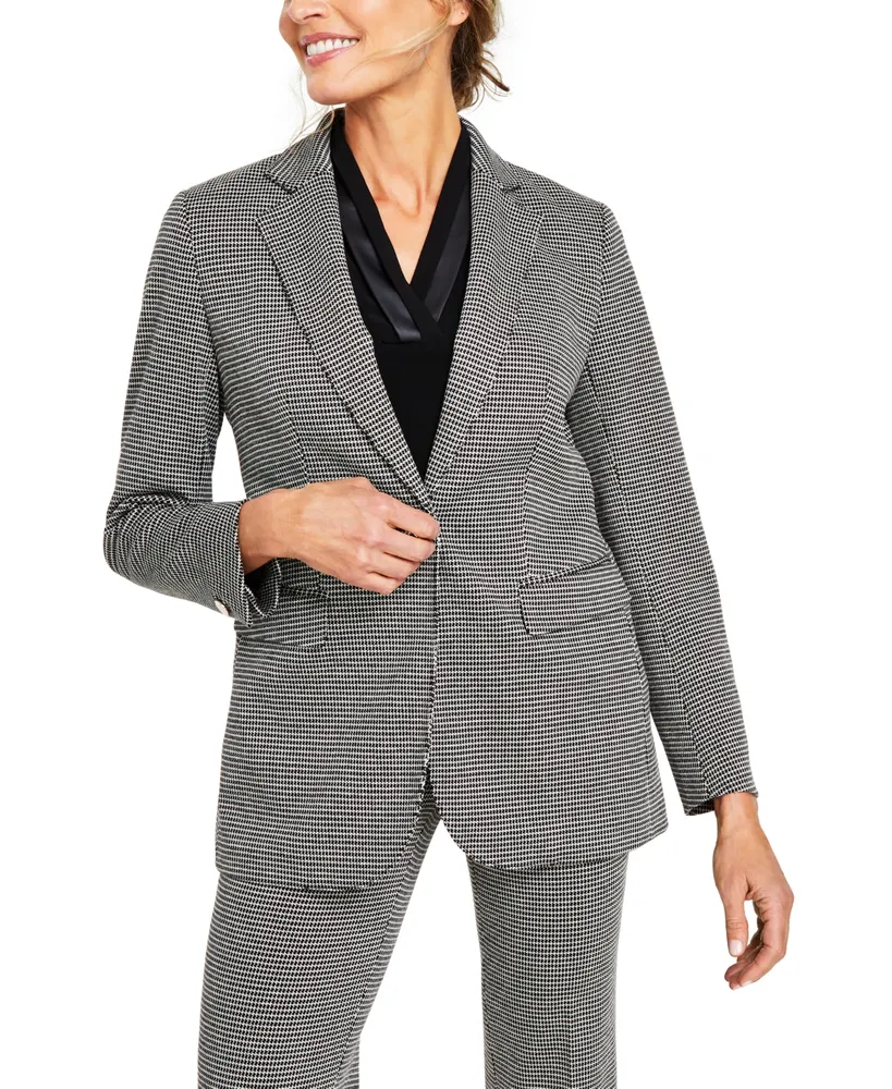 Anne Klein Women's Mini Houndstooth One-Button Jacket