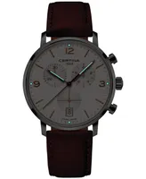 Certina Men's Swiss Chronograph Ds Caimano Brown Leather Strap Watch 42mm
