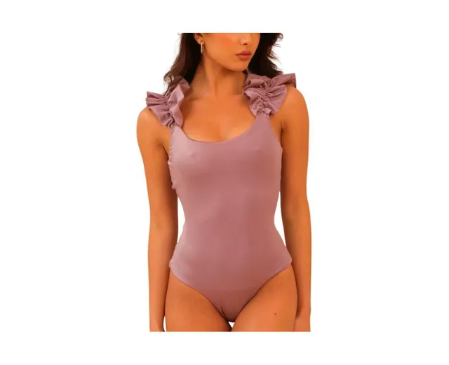 Palma One-Piece Swimsuit - High Cut - Thong Bottom - Large / Pink