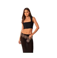 Women's Square Neck Sleeveless Crop Top