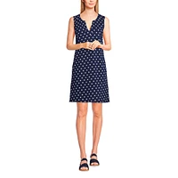 Lands' End Women's Cotton Jersey Sleeveless Swim Cover-up Dress Print