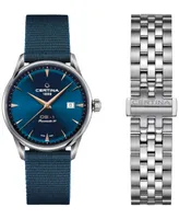 Certina Men's Swiss Automatic Ds-1 Blue Synthetic Strap Watch 40mm Gift Set