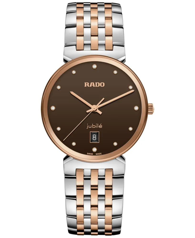 Rado Women's Swiss Florence Classic Diamond (1/20 ct. t.w.) Two-Tone Stainless Steel Bracelet Watch 38mm