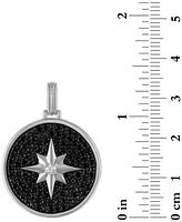 Esquire Men's Jewelry Black Spinel & Cubic Zirconia North Star Disc Pendant in Sterling Silver, Created for Macy's