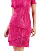 Connected Women's V-Neck Tiered Short-Sleeve Sheath Dress