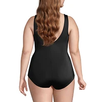 Lands' End Women's Tummy Control Chlorine Resistant Soft Cup Tugless One Piece Swimsuit