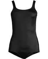 Lands' End Women's Tummy Control Chlorine Resistant Soft Cup Tugless Sporty One Piece Swimsuit