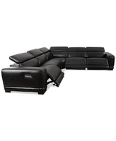 Closeout! Krofton 5-Pc. Beyond Leather Fabric Sectional with 3 Power Motion Recliners, Created for Macy's