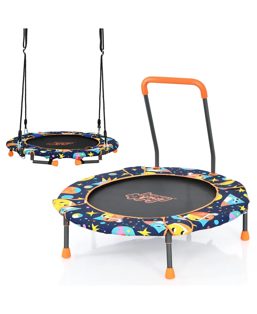 Costway 36''Convertible Swing & Trampoline Set Toddler Kids Fitness Rebounder