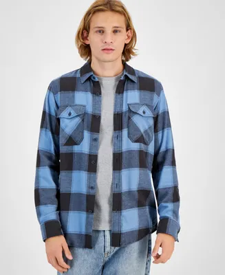 Sun + Stone Men's Charles Regular-Fit Plaid Button-Down Flannel Shirt, Created for Macy's