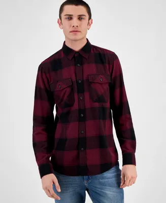 Sun + Stone Men's Charles Regular-Fit Plaid Button-Down Flannel Shirt, Created for Macy's