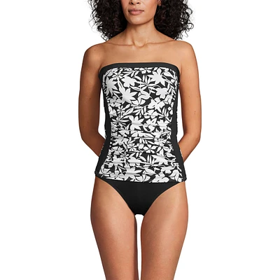 Lands' End Women's D-Cup Bandeau Tankini Swimsuit Top with Removable Adjustable Straps